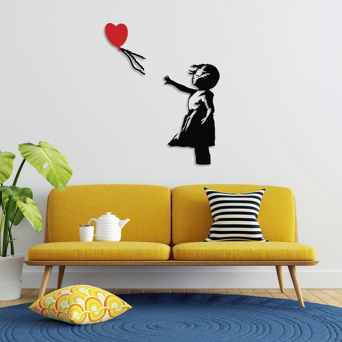 Wallity Banksy - 13 Escultura de pared metálica en Negro y Rojo